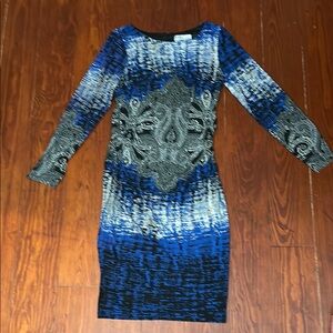 Supercool designer dress: ruching @ waist, back zip, lining. David Meister. NWOT